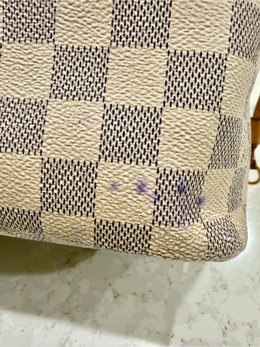 LV Canvas tote bag Checkered Damier Azur 'Neverfull MM' Authentic COA - Picture 10 of 17